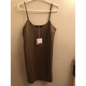 Army green slip dress